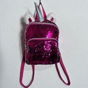 Cat & Jack Barbie Pink Flip Sequins Unicorn Backpack Purse Handbag